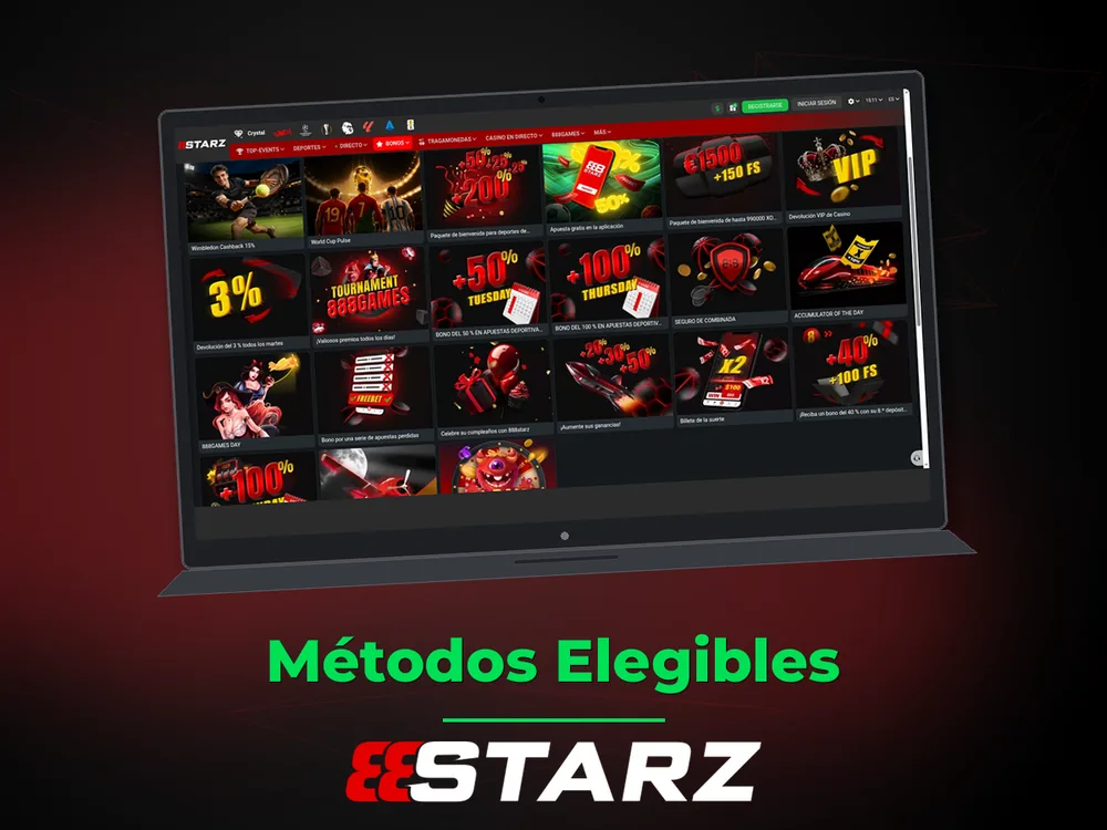 888Starz - Métodos Elegibles