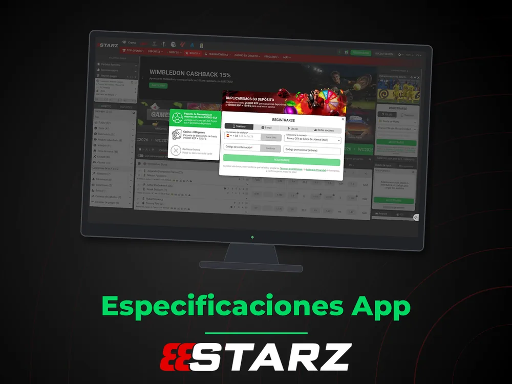 888Starz - Especificaciones App