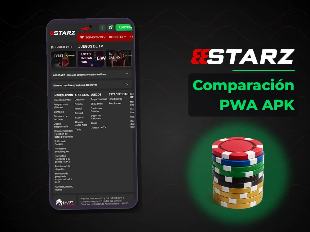 888Starz - Comparación PWA APK