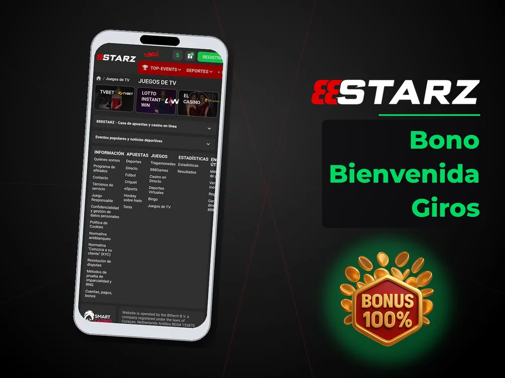 888Starz - Bono Bienvenida Giros