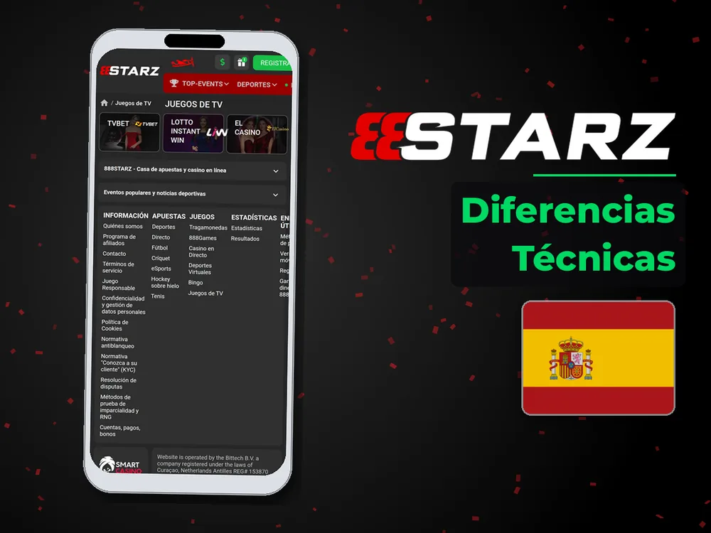 888Starz - Diferencias Técnicas