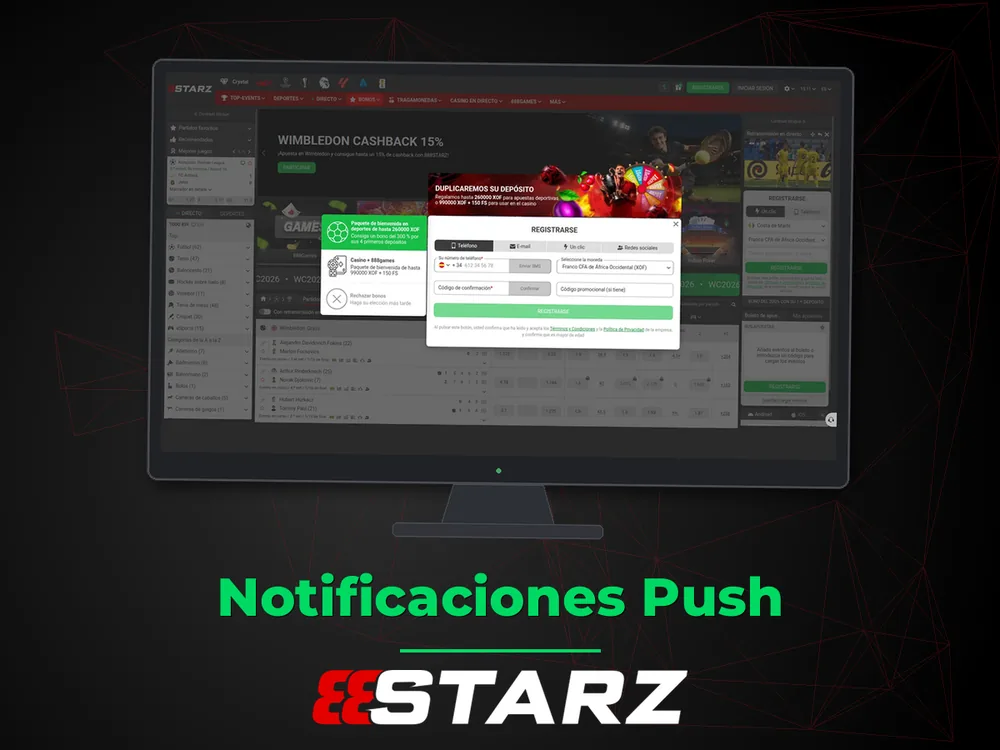 888Starz - Notificaciones Push
