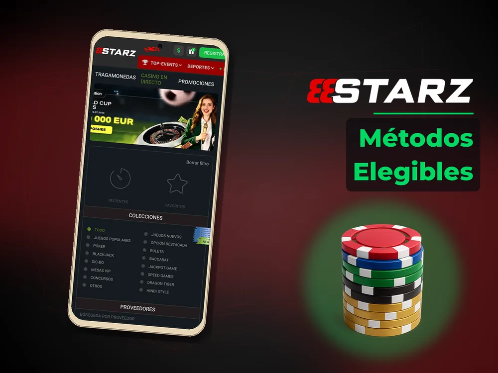 888Starz - Métodos Elegibles