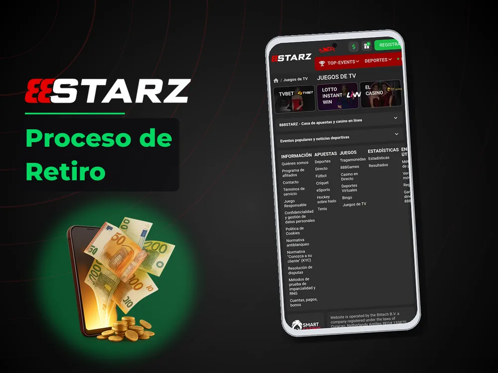 888Starz - Proceso de Retiro