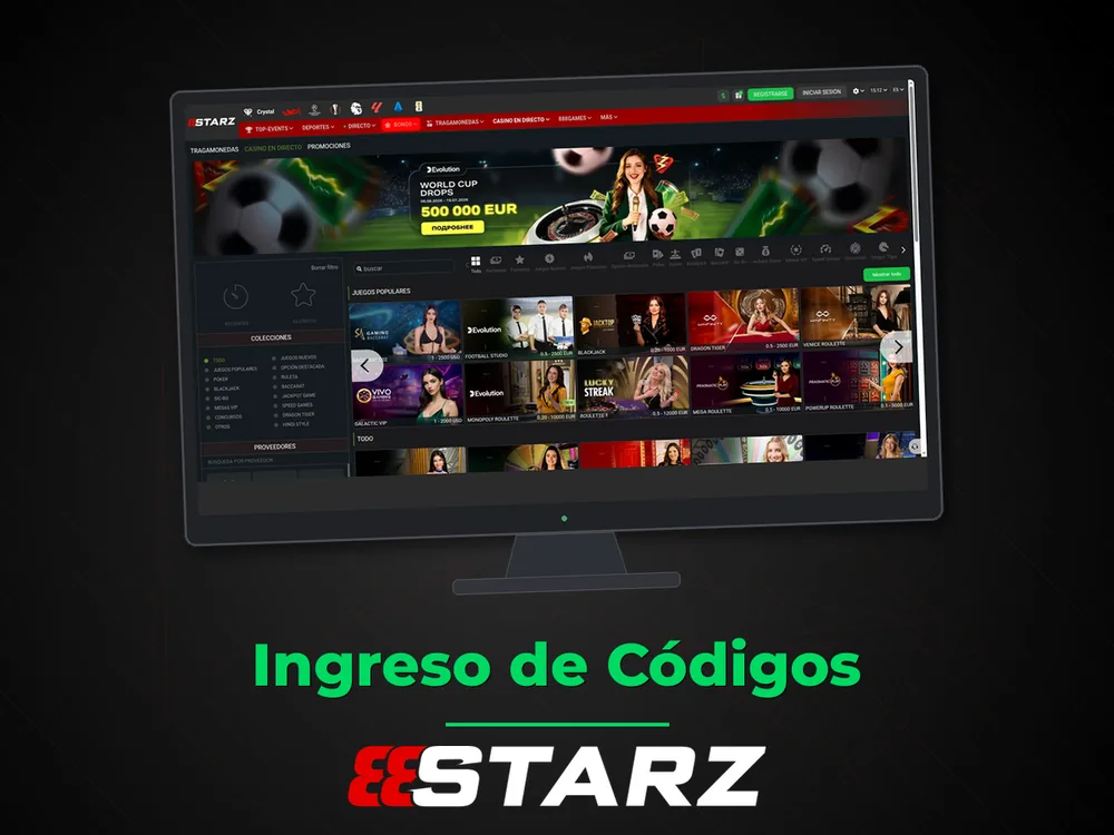 888Starz - Ingreso de Códigos