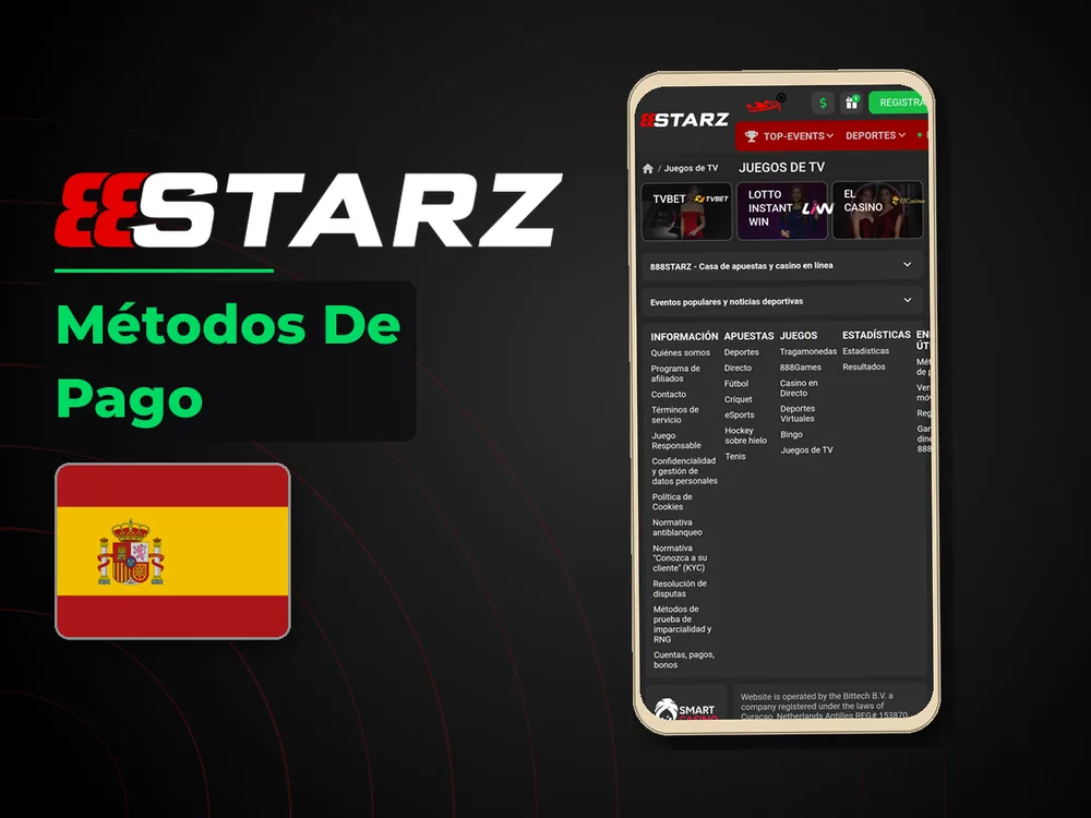 888Starz - Métodos De Pago