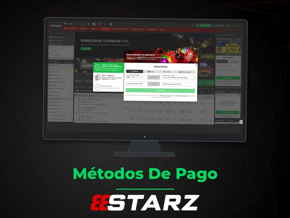 888Starz - Métodos De Pago