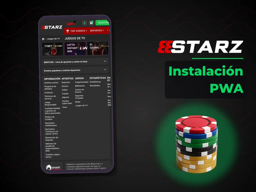 888Starz - Instalación PWA