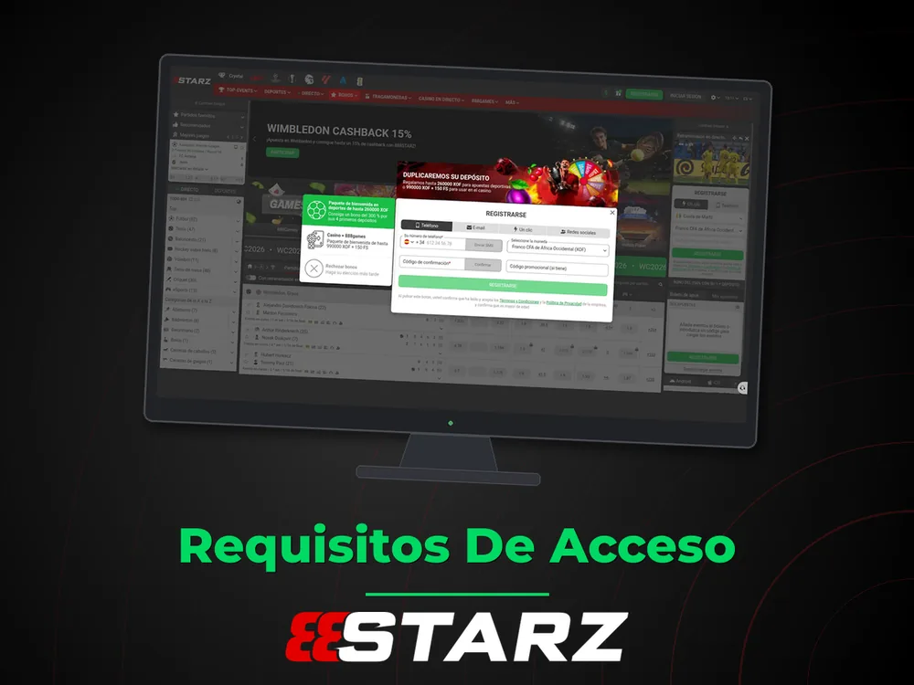 888Starz - Requisitos De Acceso