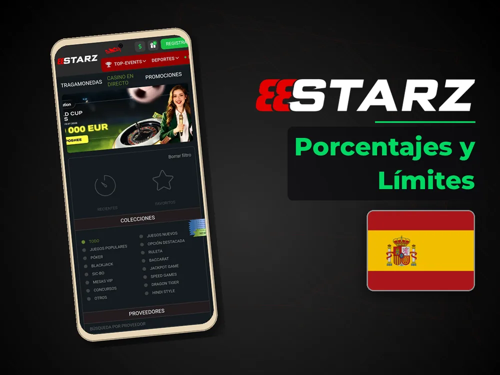 888Starz - Porcentajes y Límites