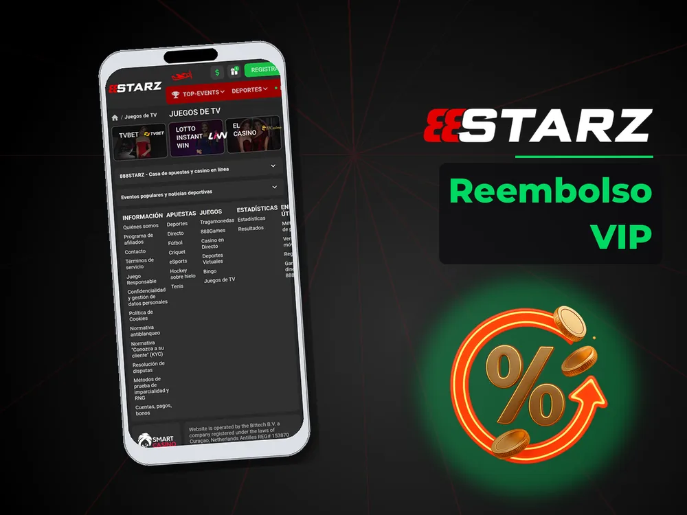 888Starz - Reembolso VIP